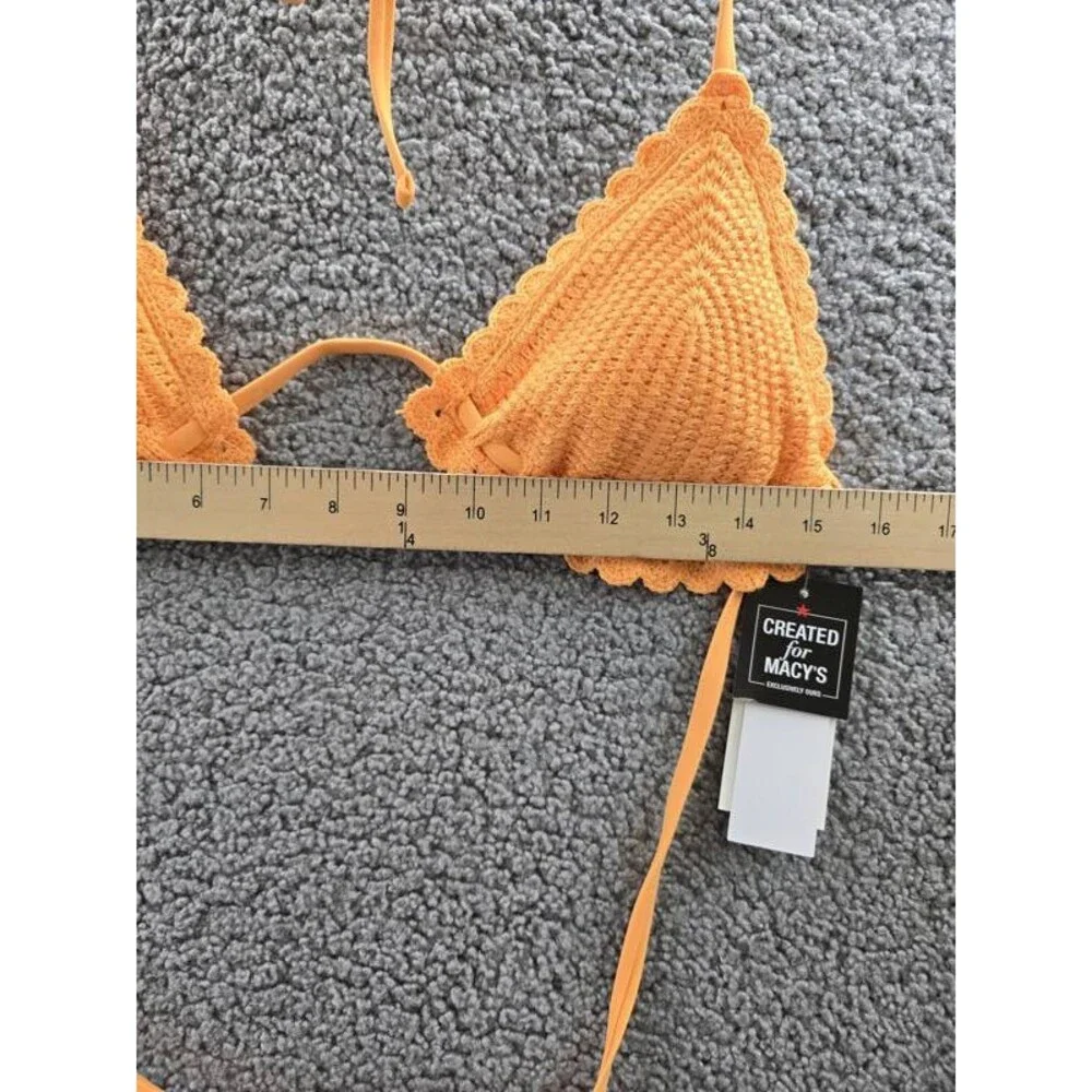 Salt + Cove Crochet Halter Triangle Bikini Juniors' L Tangerine Zing Back Tie